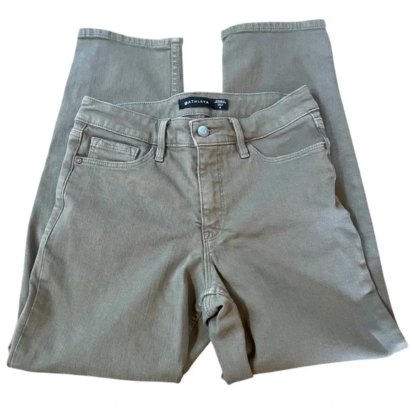 Athleta Army Green Cropped Jeans.  Size 6 - Picture 3 of 6